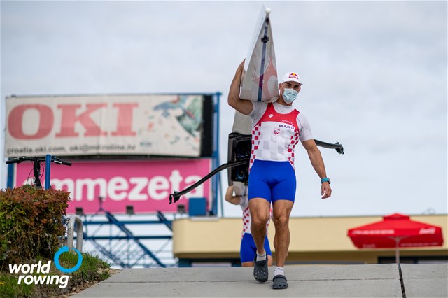Martin Sinkovic (b), Valent Sinkovic (s), Men's Pair, Croatia, 2021 World Rowing Cup I, Zagreb, Croatia / World Rowing/Benedict Tufnell