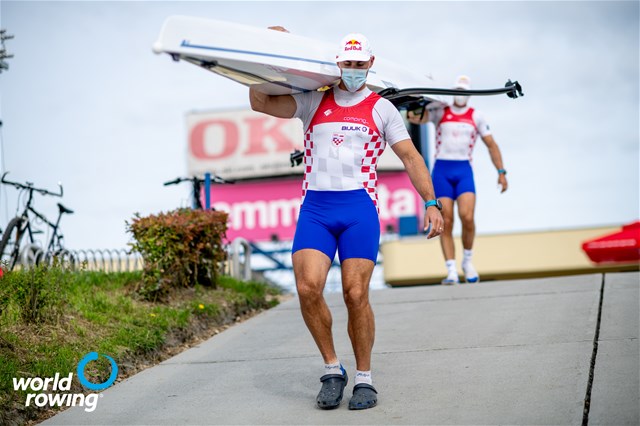 Martin Sinkovic (b), Valent Sinkovic (s), Men's Pair, Croatia, 2021 World Rowing Cup I, Zagreb, Croatia / World Rowing/Benedict Tufnell