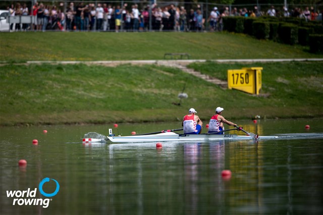Martin Sinkovic (b), Valent Sinkovic (s), Men's Pair, Croatia, 2021 World Rowing Cup III, Sabaudia, Italy / World Rowing/Benedict Tufnell