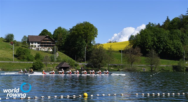 Alexandru Chioseaua (b), Florin-Sorin Lehaci, Constantin Radu, Sergiu-Vasile Bejan, Vlad-Dragos Aicoboae, Constantin Adam, Florin-Nicolae Arteni-Fintinariu, Ciprian Huc (s), Adrian Munteanu (c), Men's Eight, Romania, 2021 World Rowing Final Olympic Qualification Regatta, Lucerne, Switzerland