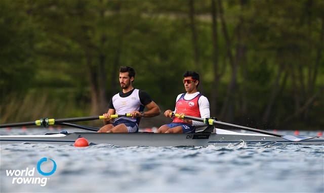 Oscar Vasquez Ochoa (b), Ignacio Abraham (s), Men's Pair, Chile, 2021 World Rowing Final Olympic Qualification Regatta, Lucerne, Switzerland