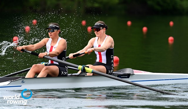 Hedvig Laerke Berg Rasmussen (b), Fie Udby Erichsen (s), Women's Pair, Denmark, 2021 World Rowing Final Olympic Qualification Regatta, Lucerne, Switzerland / Detlev Seyb/MyRowingPhoto.com