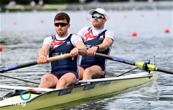 Harry Glenister (b), Morgan Bolding (s), Men's Pair, Great Britain, 2021 World Rowing Final Olympic Qualification Regatta, Lucerne, Switzerland