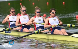 Kira Yuvchenko (b), Anna Karpova, Ekaterina Sevostianova, Elizaveta Kornienko (s), Women's Four, Russian Federation, 2021 World Rowing Final Olympic Qualification Regatta, Lucerne, Switzerland