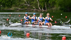 Chiara Ondoli (b), Alessandra Patelli, Kiri Tontodonati, Aisha Rocek (s), Women's Four, Italy, 2021 World Rowing Final Olympic Qualification Regatta, Lucerne, Switzerland