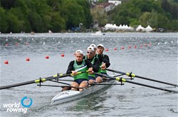 Domantas Stankunas (b), Dovydas Stankunas, Povilas Stankunas, Mantas Juskevicius (s), Men's Four, Lithuania, 2021 World Rowing Final Olympic Qualification Regatta, Lucerne, Switzerland