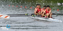 Xuewu Zhou (b), Fanpu Lyu, Deming Kong, Zhiyuan Zhang (s), Men's Four, People's Republic of China, 2021 World Rowing Final Olympic Qualification Regatta, Lucerne, Switzerland