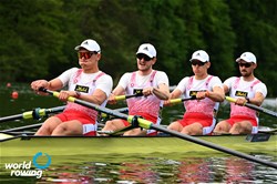 Christoph Seifriedsberger (b), Ferdinand Querfeld, Gabriel Hohensasser, Rudolph Querfeld (s), Men's Four, Austria, 2021 World Rowing Final Olympic Qualification Regatta, Lucerne, Switzerland