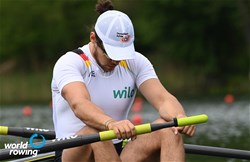 Paul Gebauer (s), Men's Four, Germany, 2021 World Rowing Final Olympic Qualification Regatta, Lucerne, Switzerland