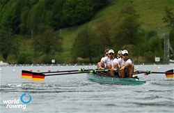 Wolf-Niclas Schroeder (b), Felix Wimberger, Maximilian Planer, Paul Gebauer (s), Men's Four, Germany, 2021 World Rowing Final Olympic Qualification Regatta, Lucerne, Switzerland