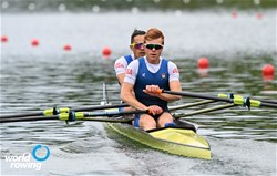 Jasper Liu (b), Zachary Heese (s), Lightweight Men's Double Sculls, United States of America, 2021 World Rowing Final Olympic Qualification Regatta, Lucerne, Switzerland / Detlev Seyb/MyRowingPhoto.com