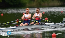Jiri Simanek (b), Miroslav Vrastil (s), Lightweight Men's Double Sculls, Czech Republic, 2021 World Rowing Final Olympic Qualification Regatta, Lucerne, Switzerland / Detlev Seyb/MyRowingPhoto.com