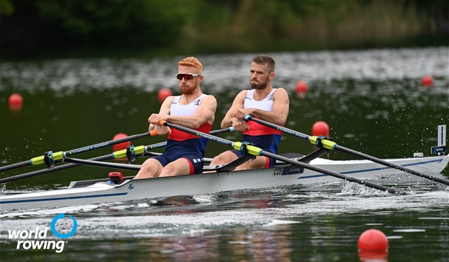 Jiri Simanek (b), Miroslav Vrastil (s), Lightweight Men's Double Sculls, Czech Republic, 2021 World Rowing Final Olympic Qualification Regatta, Lucerne, Switzerland / Detlev Seyb/MyRowingPhoto.com