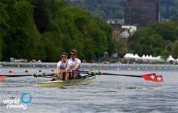 Jan Schaeuble (b), Andri Struzina (s), Lightweight Men's Double Sculls, Switzerland, 2021 World Rowing Final Olympic Qualification Regatta, Lucerne, Switzerland / Detlev Seyb/MyRowingPhoto.com