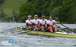 Jan Fleissner (b), Jan Potucek, Tomas Sisma, Filip Zima (s), Men's Quadruple Sculls, Czech Republic, 2021 World Rowing Final Olympic Qualification Regatta, Lucerne, Switzerland / Detlev Seyb/MyRowingPhoto.com