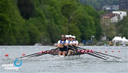 Sorin Koszyk (b), Eliot Putnam, Justin Keen, Charles Anderson (s), Men's Quadruple Sculls, United States of America, 2021 World Rowing Final Olympic Qualification Regatta, Lucerne, Switzerland / Detlev Seyb/MyRowingPhoto.com