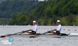 Vivien Preil (b), Zoltana Gadanyi (s), Women's Double Sculls, Hungary, 2021 World Rowing Final Olympic Qualification Regatta, Lucerne, Switzerland / Detlev Seyb/MyRowingPhoto.com