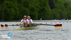Annekatrin Thiele (b), Leonie Menzel (s), Women's Double Sculls, Germany, 2021 World Rowing Final Olympic Qualification Regatta, Lucerne, Switzerland / Detlev Seyb/MyRowingPhoto.com