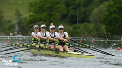 Ria Thompson (b), Rowena Meredith, Harriet Hudson, Caitlin Cronin (s), Women's Quadruple Sculls, Australia, 2021 World Rowing Final Olympic Qualification Regatta, Lucerne, Switzerland / Detlev Seyb/MyRowingPhoto.com