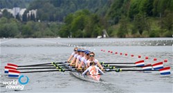 Elsbeth Beeres (b), Nika Johanna Vos, Dieuwertje Den Besten, Marloes Oldenburg, Hermine Catherine Drenth, Tinka Eline Offereins, Aletta Jorritsma, Karien Robbers (s), Dieuwke Fetter (c), Women's Eight, Netherlands, 2021 World Rowing Final Olympic Qualification Regatta, Lucerne, Switzerland / Detlev Seyb/MyRowingPhoto.com