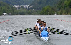 Mario Paonessa (b), Alfonso Scalzone, Salvatore Monfrecola, Davide Mumolo, Matteo Sandrelli, Cesare Gabbia, Vincenzo Abbagnale, Leonardo Pietra Caprina (s), Gaetano Iannuzzi (c), Men's Eight, Italy, 2021 World Rowing Final Olympic Qualification Regatta, Lucerne, Switzerland / Detlev Seyb/MyRowingPhoto.com