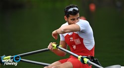Mohamed Taieb, Men's Single Sculls, Tunisia, 2021 World Rowing Final Olympic Qualification Regatta, Lucerne, Switzerland / Detlev Seyb/MyRowingPhoto.com