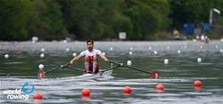 Mohamed Taieb, Men's Single Sculls, Tunisia, 2021 World Rowing Final Olympic Qualification Regatta, Lucerne, Switzerland / Detlev Seyb/MyRowingPhoto.com