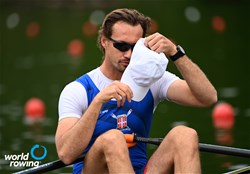 Aleksandar Filipovic, Men's Single Sculls, Serbia, 2021 World Rowing Final Olympic Qualification Regatta, Lucerne, Switzerland / Detlev Seyb/MyRowingPhoto.com
