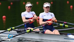 Kristyna Neuhortova (b), Veronika Cinkova (s), Lightweight Women's Double Sculls, Czech Republic, 2021 World Rowing Final Olympic Qualification Regatta, Lucerne, Switzerland / Detlev Seyb/MyRowingPhoto.com