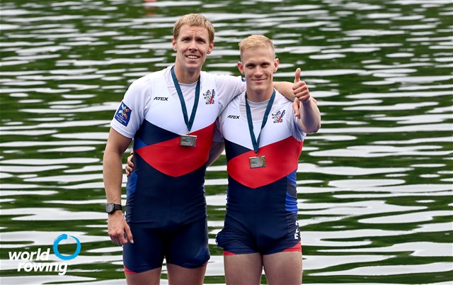 Jakub Podrazil (b), Jan Cincibuch (s), Men's Double Sculls, Czech Republic, 2021 World Rowing Final Olympic Qualification Regatta, Lucerne, Switzerland / Detlev Seyb/MyRowingPhoto.com