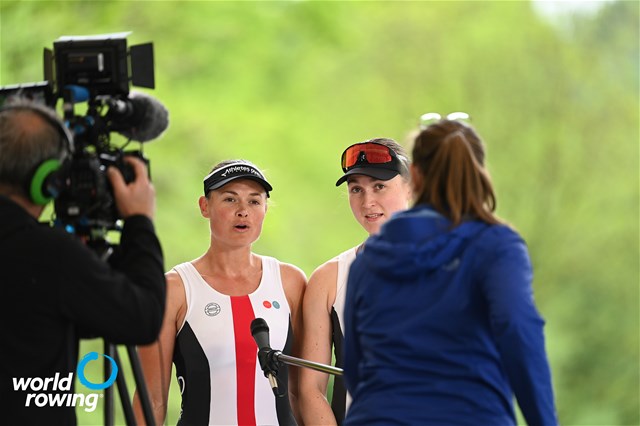Hedvig Laerke Berg Rasmussen (b), Fie Udby Erichsen (s), Women's Pair, Denmark, 2021 World Rowing Final Olympic Qualification Regatta, Lucerne, Switzerland, 2021 World Rowing Final Olympic Qualification Regatta, Lucerne, Switzerland / Detlev Seyb/MyRowingPhoto.com