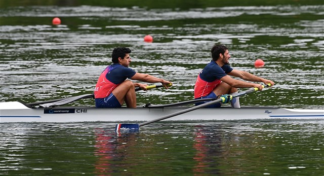 Oscar Vasquez Ochoa (b), Ignacio Abraham (s), Men's Pair, Chile, 2021 World Rowing Final Olympic Qualification Regatta, Lucerne, Switzerland - Detlev Seyb/MyRowingPhoto.com