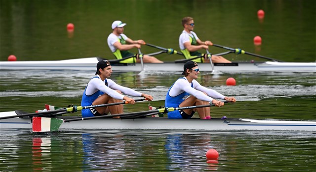 Luca Chiumento (b), Nicolo' Carucci (s), Men's Double Sculls, Italy, 2021 World Rowing Final Olympic Qualification Regatta, Lucerne, Switzerland - Detlev Seyb/MyRowingPhoto.com