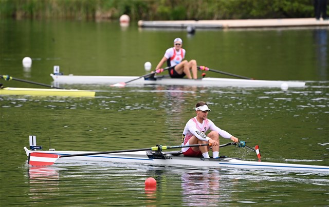 Lukas Reim, Men's Single Sculls, Austria, 2021 World Rowing Final Olympic Qualification Regatta, Lucerne, Switzerland - Detlev Seyb/MyRowingPhoto.com