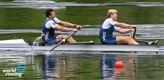 Michael Di Santo (b), Thomas Peszek (s), Men's Pair, United States of America, 2021 World Rowing Final Olympic Qualification Regatta, Lucerne, Switzerland - Detlev Seyb/MyRowingPhoto.com