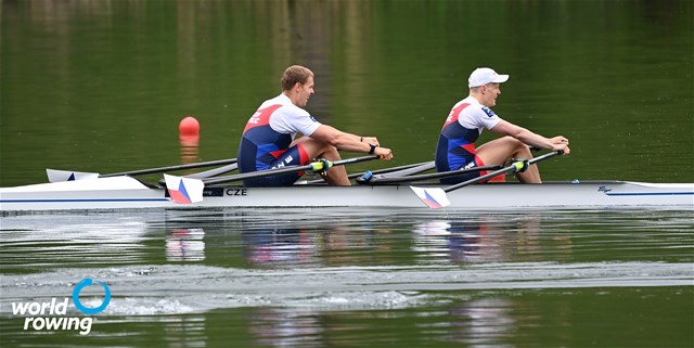 Jakub Podrazil (b), Jan Cincibuch (s), Men's Double Sculls, Czech Republic, 2021 World Rowing Final Olympic Qualification Regatta, Lucerne, Switzerland - Detlev Seyb/MyRowingPhoto.com