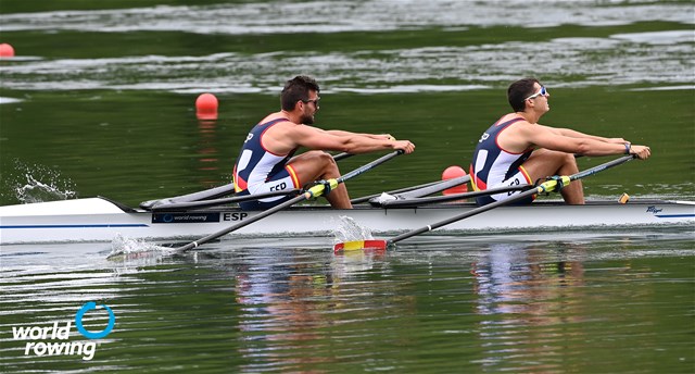 Rodrigo Conde Romero (b), Aleix Garci Garcia Pujolar (s), Men's Double Sculls, Spain, 2021 World Rowing Final Olympic Qualification Regatta, Lucerne, Switzerland - Detlev Seyb/MyRowingPhoto.com