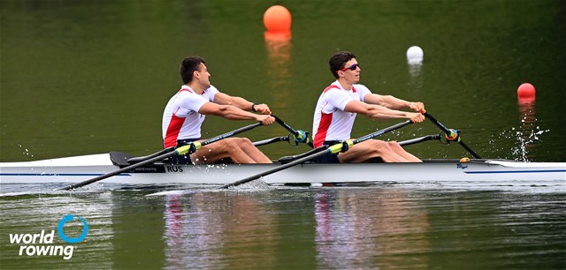 Ilya Kondratyev (b), Andrey Potapkin (s), Men's Double Sculls, Russian Federation, 2021 World Rowing Final Olympic Qualification Regatta, Lucerne, Switzerland - Detlev Seyb/MyRowingPhoto.com