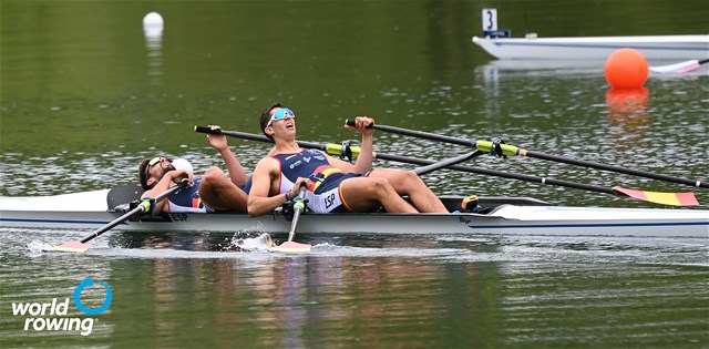 Rodrigo Conde Romero (b), Aleix Garci Garcia Pujolar (s), Men's Double Sculls, Spain, 2021 World Rowing Final Olympic Qualification Regatta, Lucerne, Switzerland - Detlev Seyb/MyRowingPhoto.com