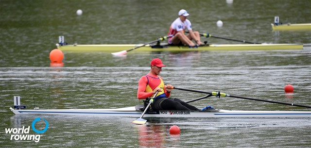 Mihai Chiruta, Men's Single Sculls, Romania, 2021 World Rowing Final Olympic Qualification Regatta, Lucerne, Switzerland - Detlev Seyb/MyRowingPhoto.com