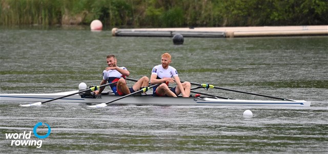 Jiri Simanek (b), Miroslav Vrastil (s), Lightweight Men's Double Sculls, Czech Republic, 2021 World Rowing Final Olympic Qualification Regatta, Lucerne, Switzerland - Detlev Seyb/MyRowingPhoto.com