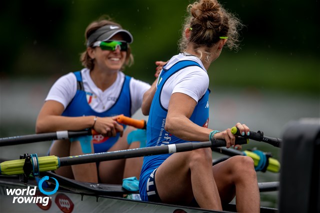Stefania Buttignon (b), Clara Guerra (s), Women's Double Sculls, Italy, 2021 World Rowing Cup II, Lucerne, Switzerland / World Rowing/Benedict Tufnell