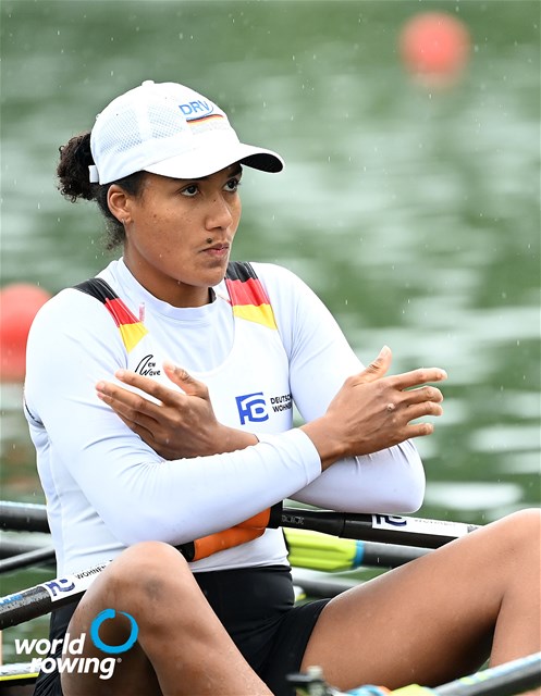 Carlotta Nwajide, Women's Quadruple Sculls, Germany, 2021 World Rowing Cup II, Lucerne, Switzerland / Detlev Seyb/MyRowingPhoto.com