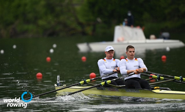 Stephan Krueger (b), Marc Weber (s), Men's Double Sculls, Germany, 2021 World Rowing Cup II, Lucerne, Switzerland / Detlev Seyb/MyRowingPhoto.com