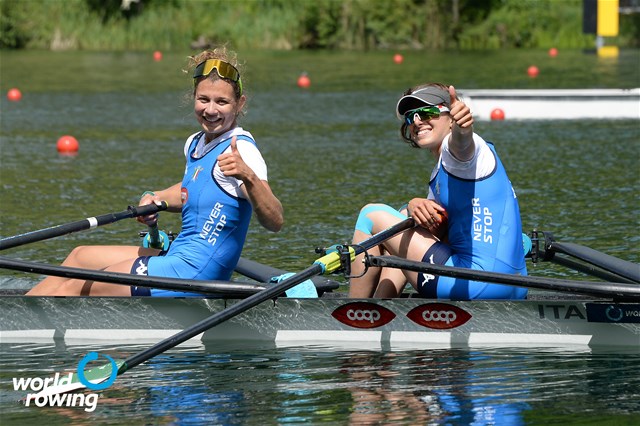 Stefania Buttignon (b), Clara Guerra (s), Women's Double Sculls, Italy, 2021 World Rowing Cup II, Lucerne, Switzerland / Detlev Seyb/MyRowingPhoto.com