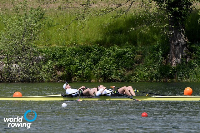 Stephan Krueger (b), Marc Weber (s), Men's Double Sculls, Germany, 2021 World Rowing Cup II, Lucerne, Switzerland / Detlev Seyb/MyRowingPhoto.com