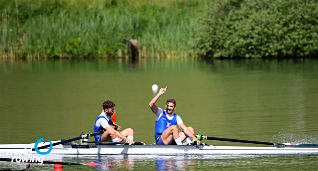 Martin Mackovic (b), Milos Vasic (s), Men's Pair, Serbia, 2021 World Rowing Cup II, Lucerne, Switzerland, Detlev Seyb/MyRowingPhoto.com