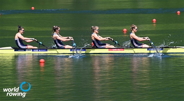 Rowan Mckellar (b), Harriet Alexandra Emily Taylor, Caragh Mcmurtry, Rebecca Shorten (s), Women's Four, Great Britain, 2021 World Rowing Cup II, Lucerne, Switzerland, Detlev Seyb/MyRowingPhoto.com