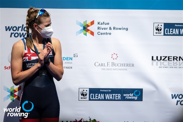 Rebecca Shorten (s), Women's Four, Great Britain, 2021 World Rowing Cup II, Lucerne, Switzerland / World Rowing/Benedict Tufnell