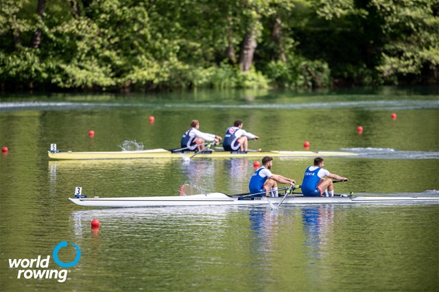 Martin Mackovic (b), Milos Vasic (s), Men's Pair, Serbia, 2021 World Rowing Cup II, Lucerne, Switzerland / World Rowing/Benedict Tufnell